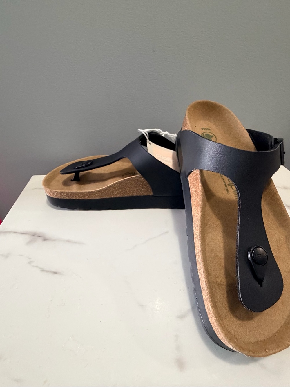 Birkenstock Papillio 38 Black Cork Footbed  Gizeh Thong Sandals